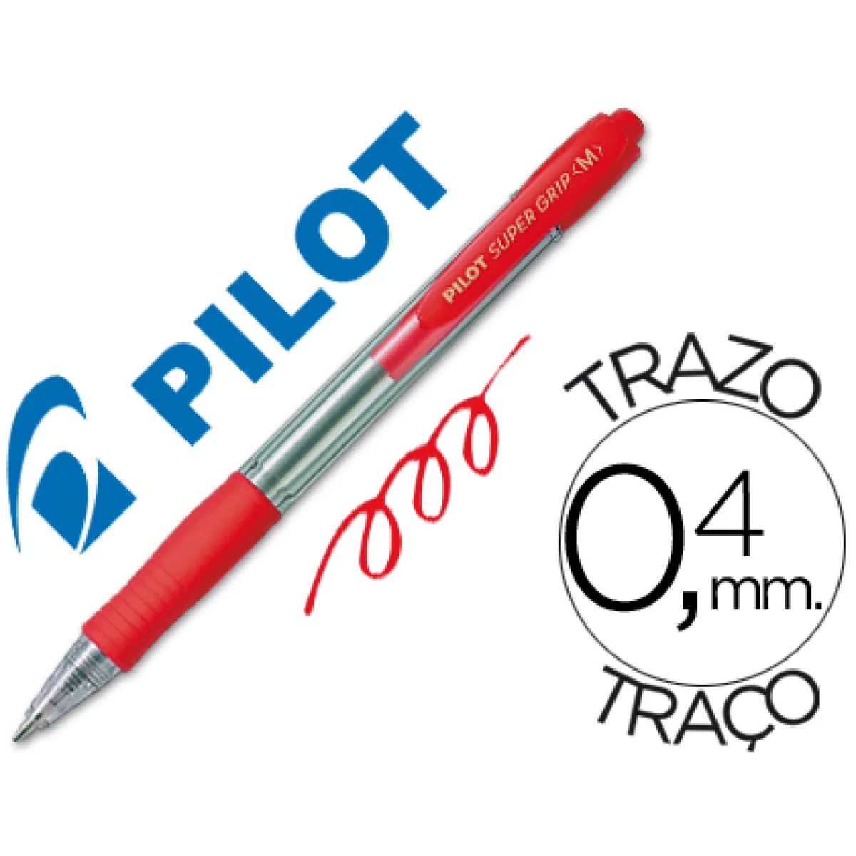 Bolígraf vermell 1 mm Pilot Super Grip BG-GP vermell
