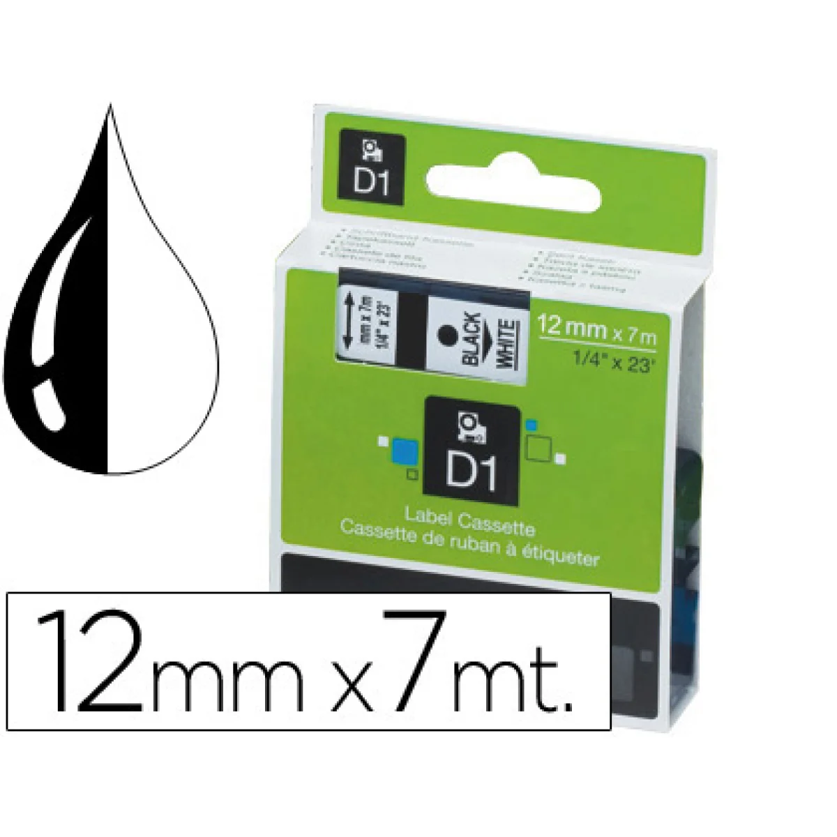 Cinta titoladora 12mmx7m Negre/Blanc Dymo 45013 S0720530