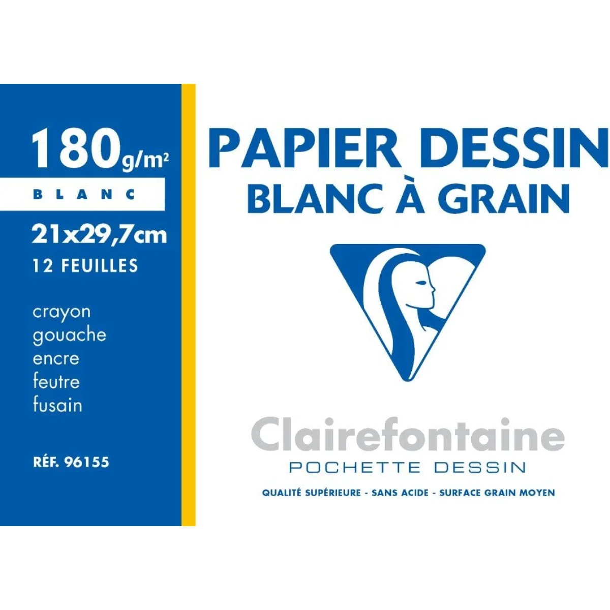 Paper dibuix blanc A4 180g Clairefontaine -paq. 12