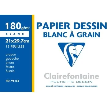 Paper dibuix blanc A4 180g Clairefontaine -paq. 12