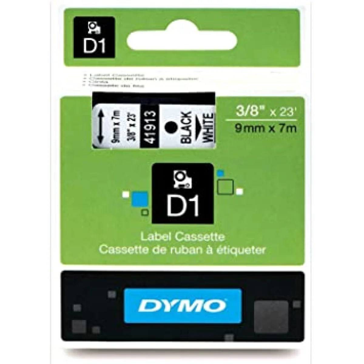 Cinta titoladora 9mmx7m Negre/Blanc Dymo 41913