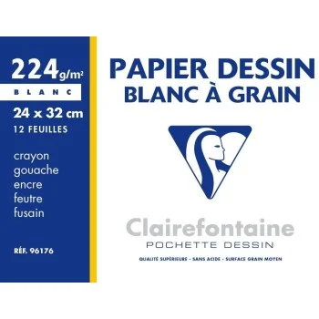 Paper dibuix blanc 24x32 224g Clairefontaine -p 12