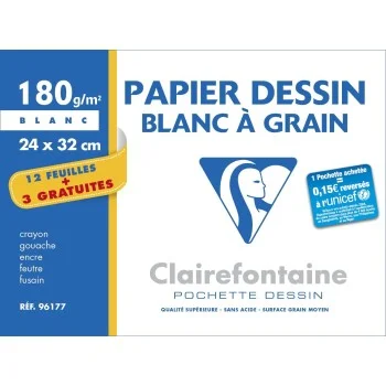 Paper dibuix blanc 24x32 180g Clairefontaine -p 12+3-