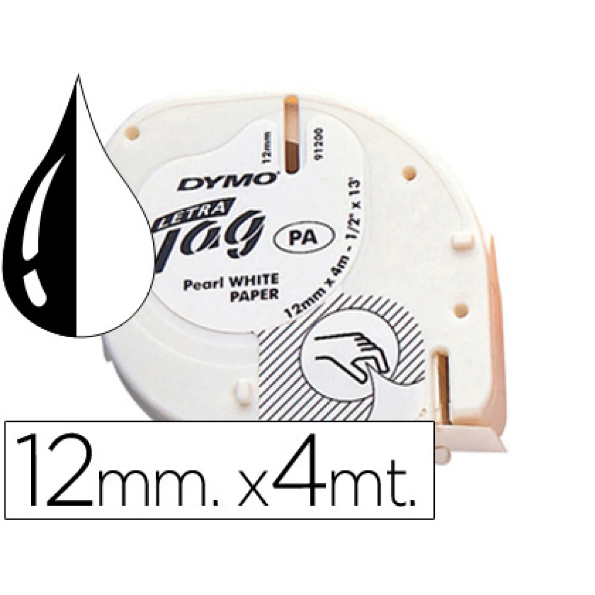 Cinta titoladora 12 mm x 4 m paper Tag Dymo 91200