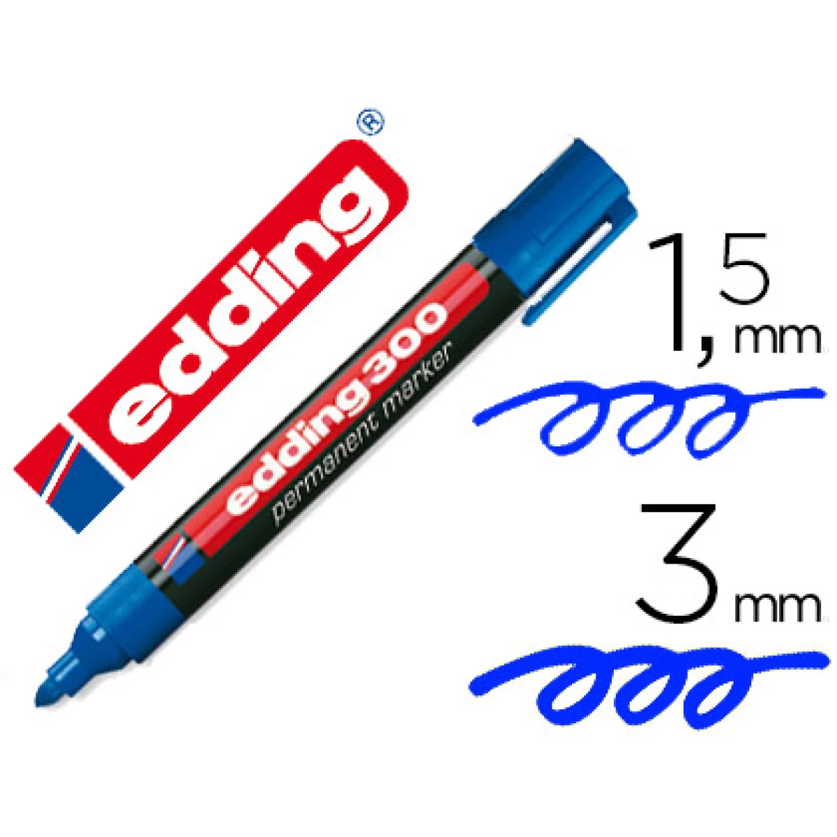 Retolador permanent blau plàstic Edding 300