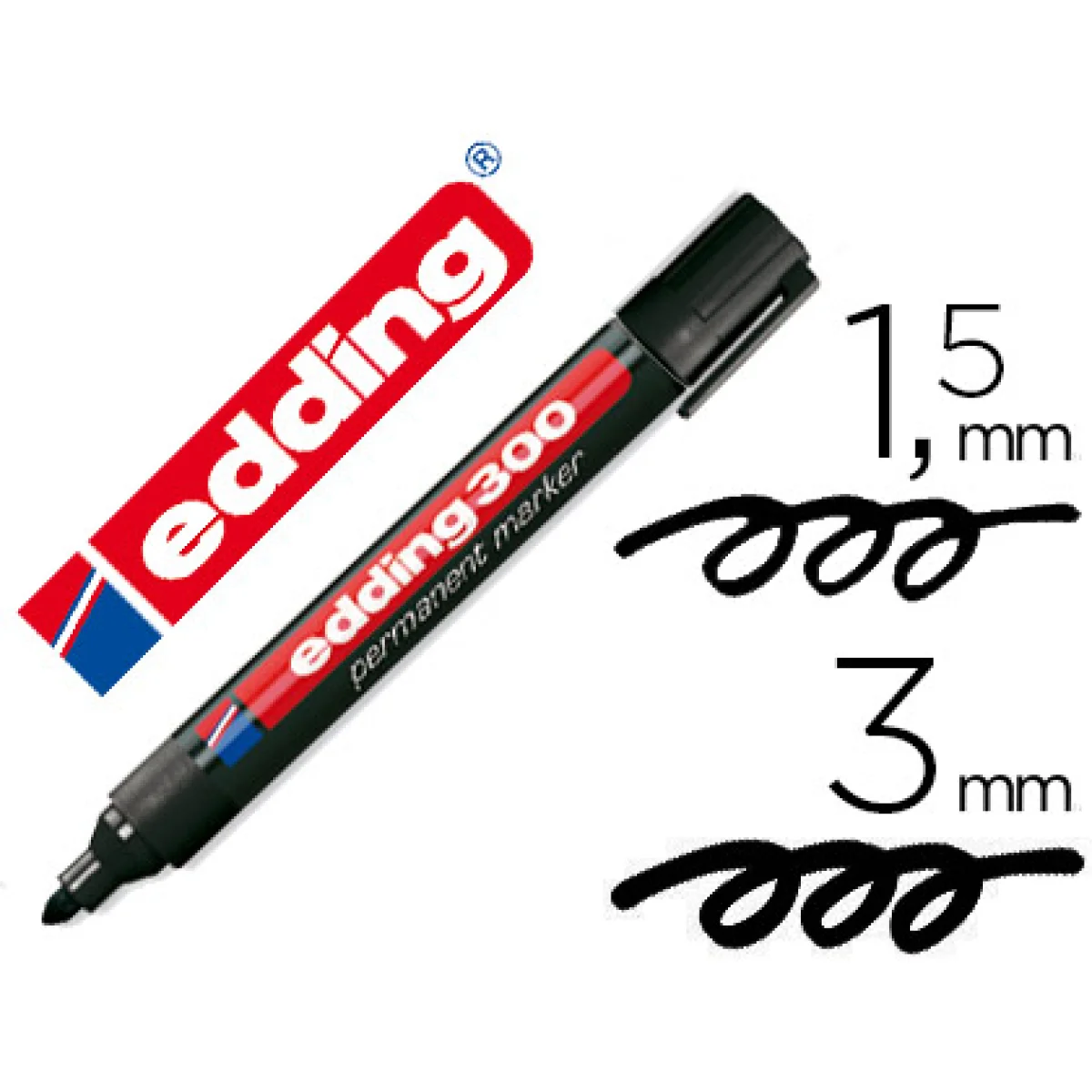 Retolador permanent negre plàstic Edding 300