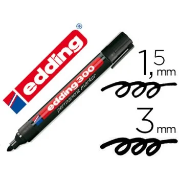 Retolador permanent negre plàstic Edding 300