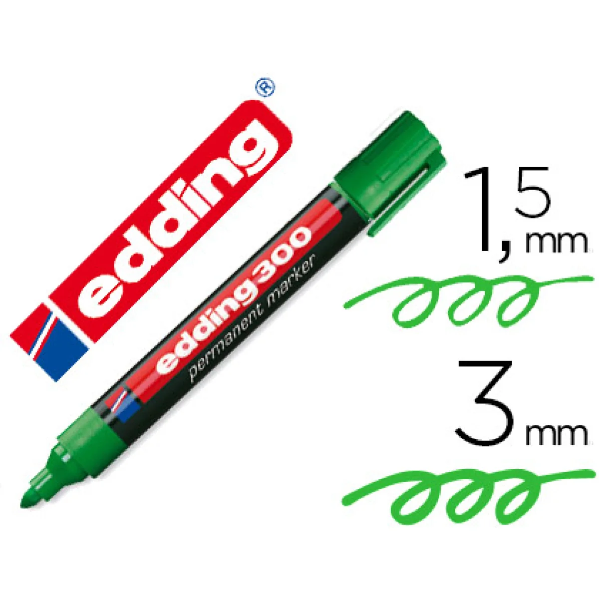 Retolador permanent verd plàstic Edding 300