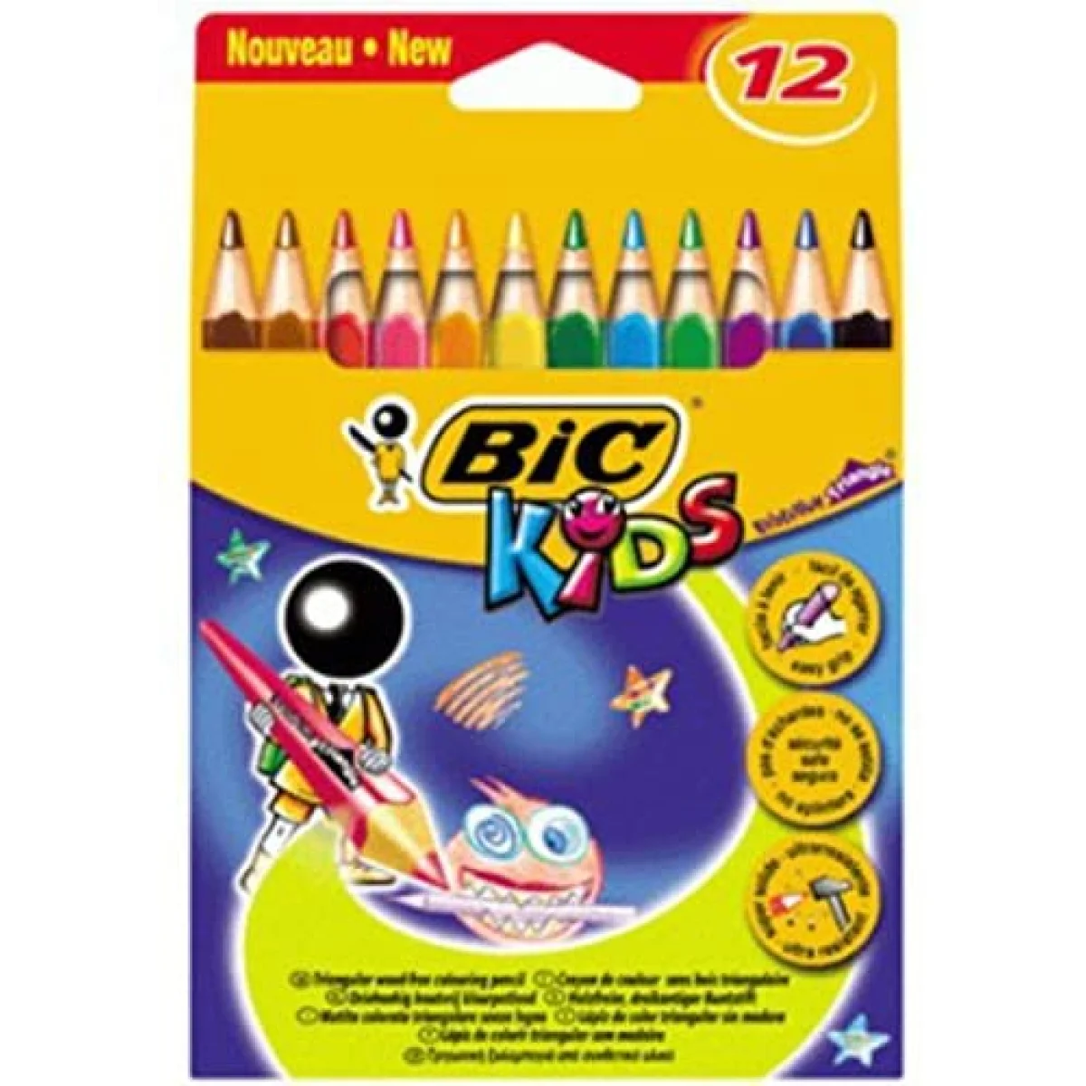 Llapis colors Bic Kids Triangular cartró -p 12-