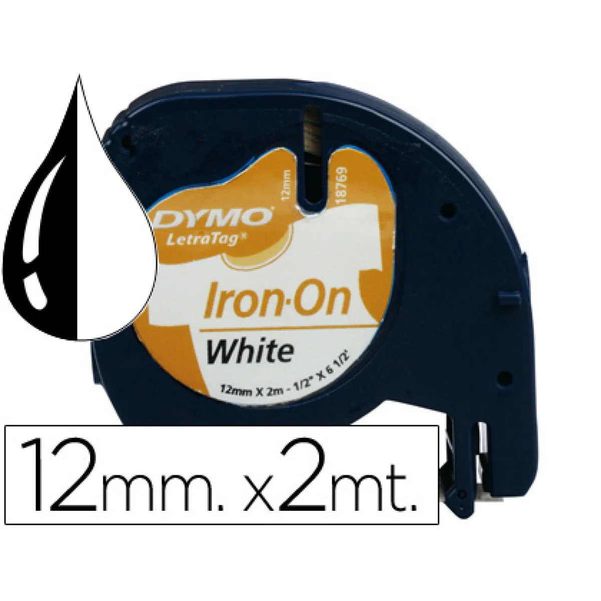 Cinta titoladora 12 mm x 2 m per roba Tag Dymo 18769