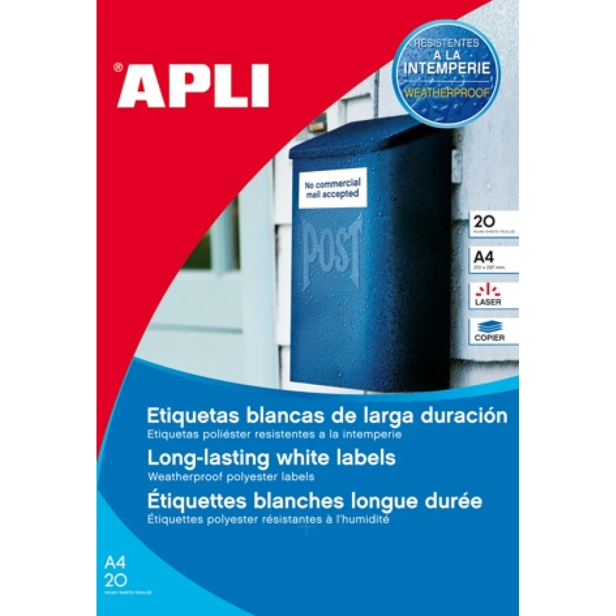 Etiquetes A4 210x297 polie blan  Apli 01228 -p 20-