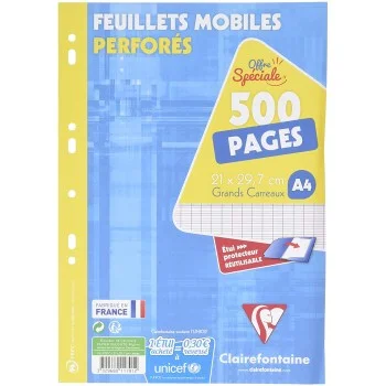 Fulls A4 seyes blanc 90g Clairefontaine -p. 500-