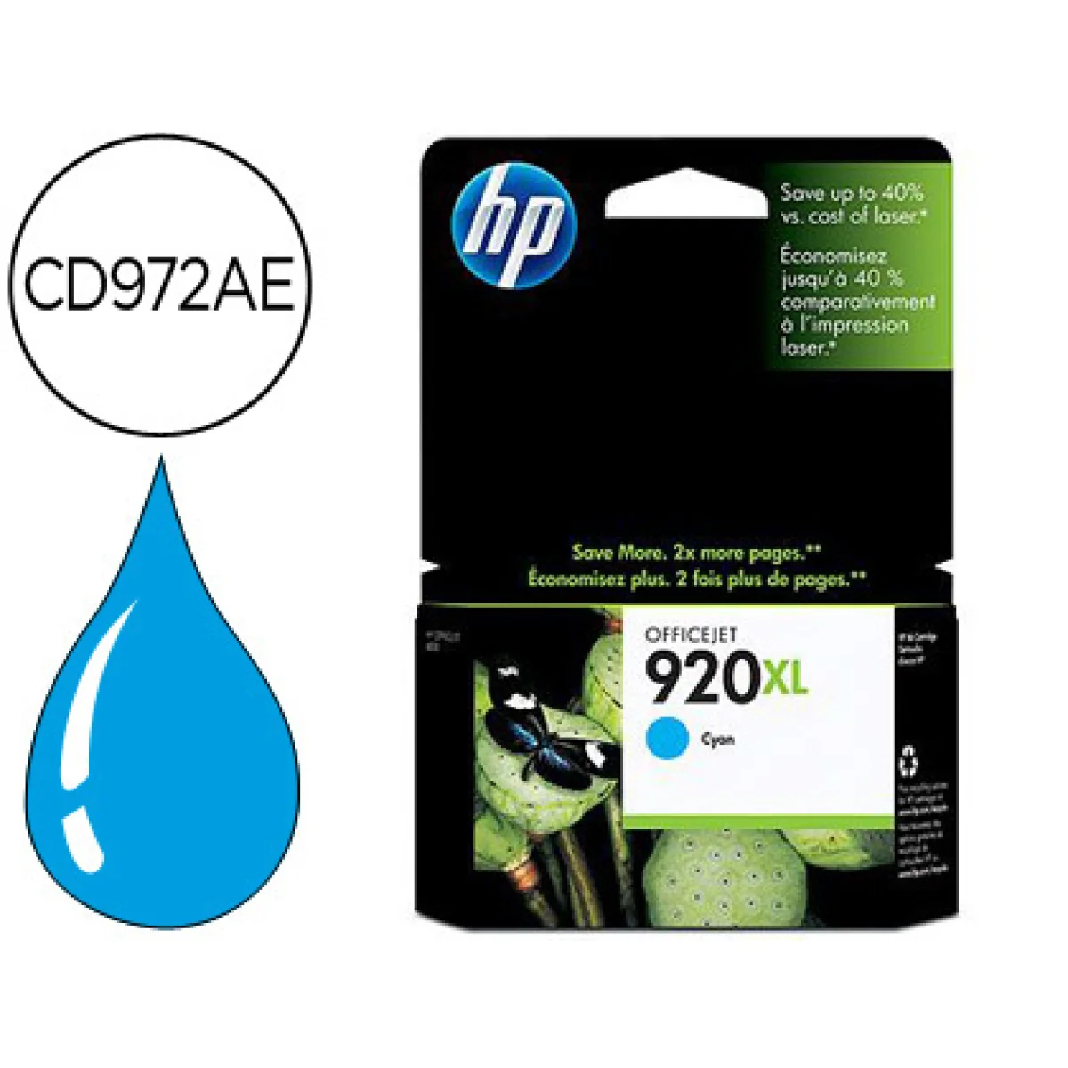 Cartutx tinta original HP 920XL CD972AE cian