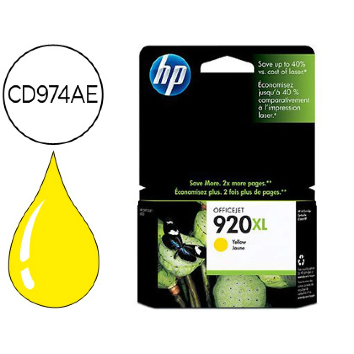 Cartutx tinta original HP 920XL CD974AE groc