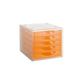 Mòdul 5 calaixos translucid frontal mandarina Archivo 2000