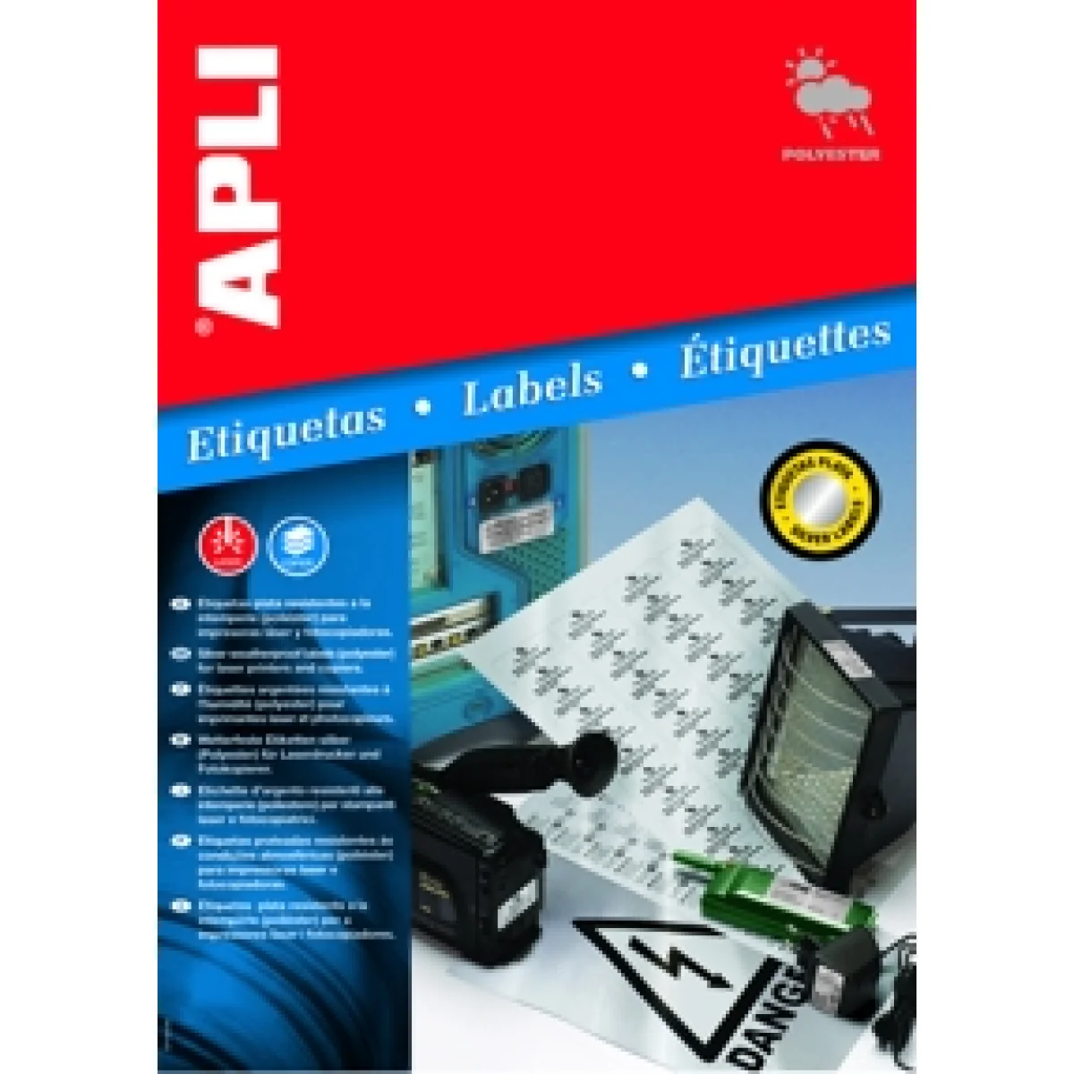 Etiquetes A4 210x297 polie plata Apli 10071 -p 20-