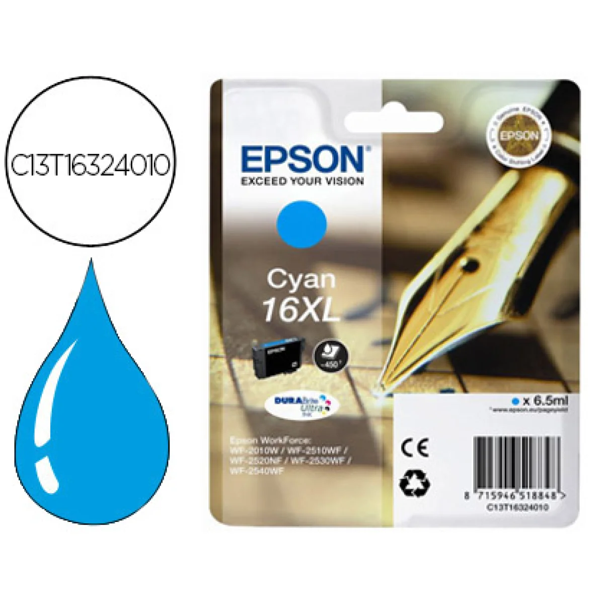 Cartutx tinta original Epson T1632 16XL cian