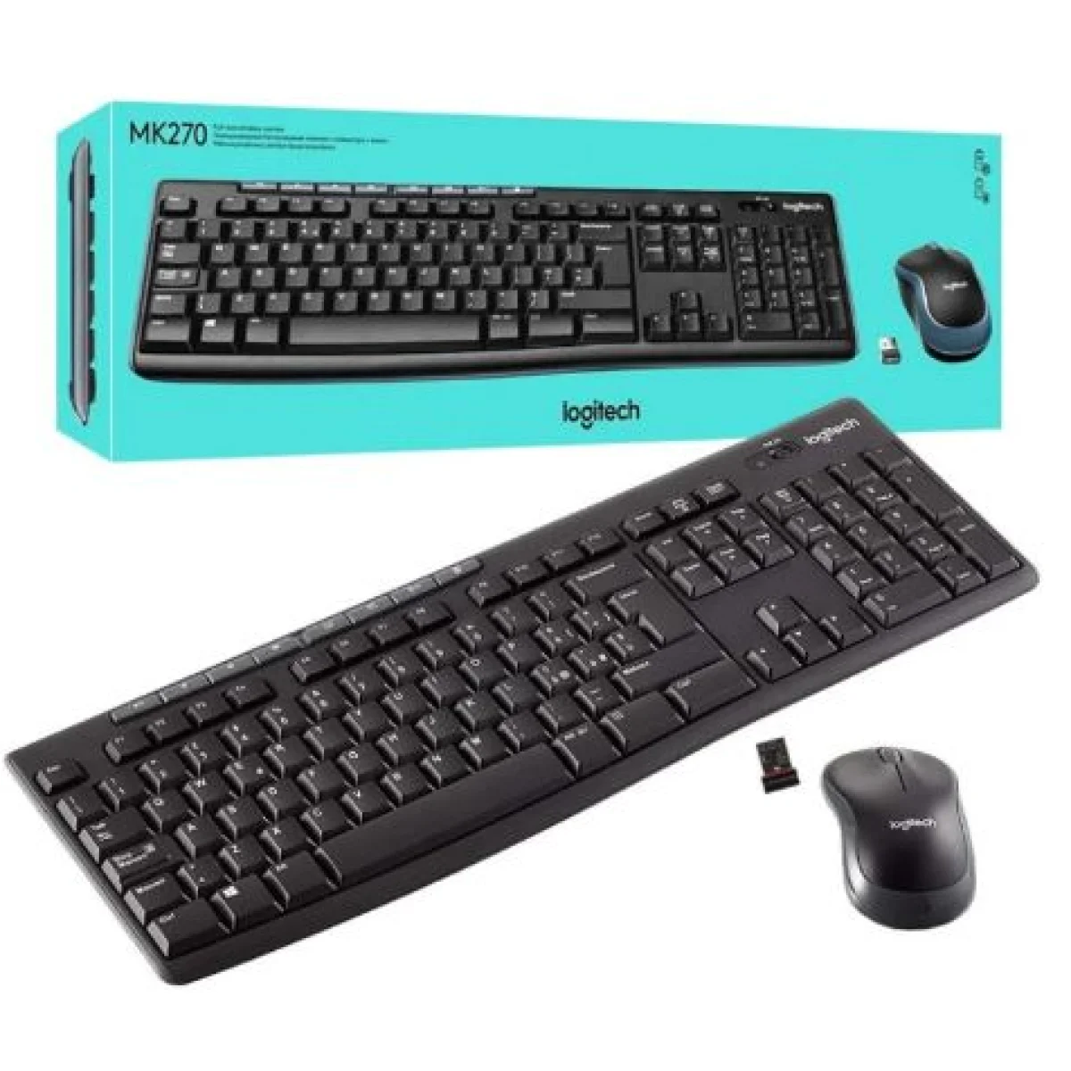 Teclat i mouse s/ fil òptic negre Logitech MK270