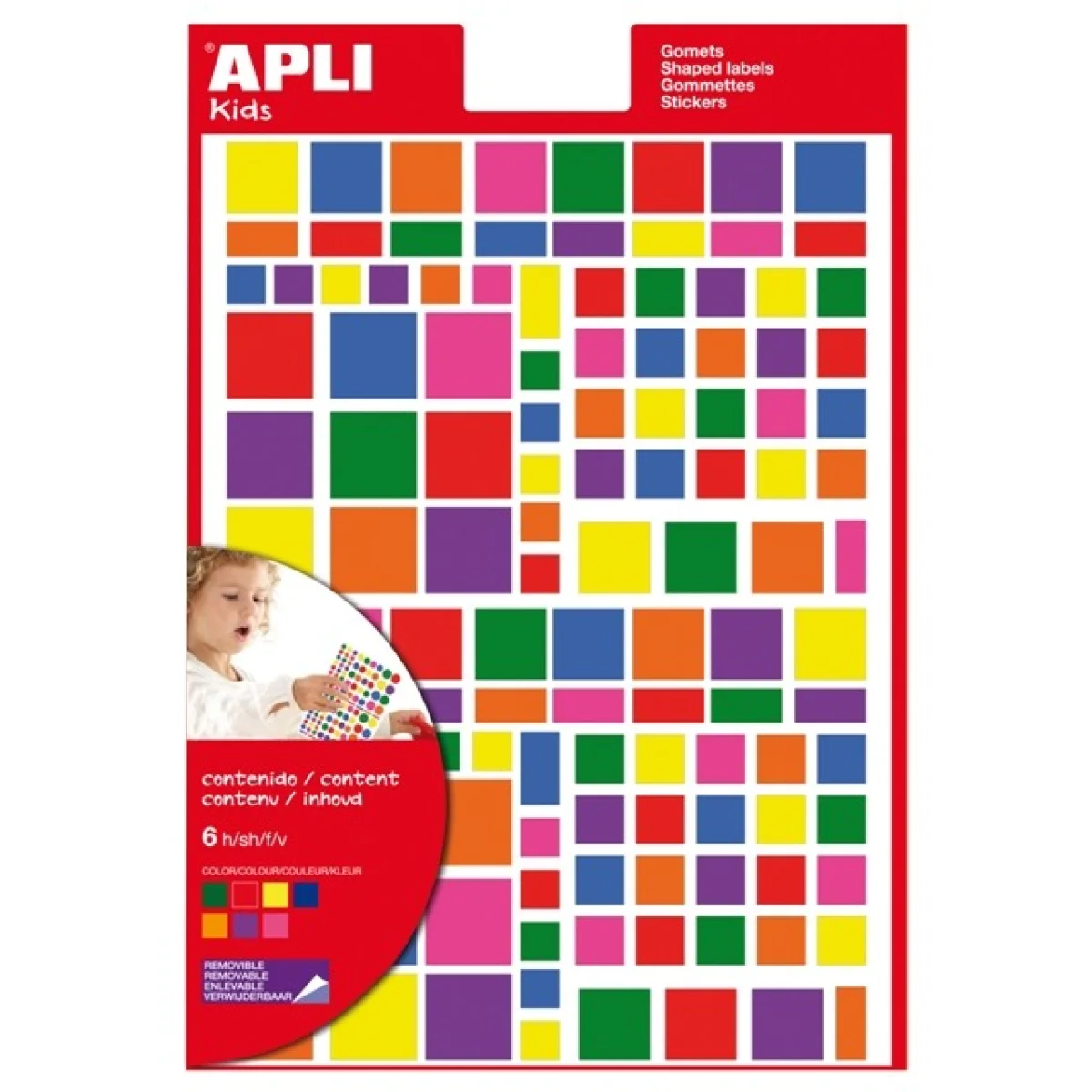 Etiquetes autoad quadrats multicolor Apli 12971