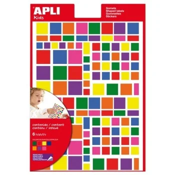 Etiquetes autoad quadrats multicolor Apli 12971