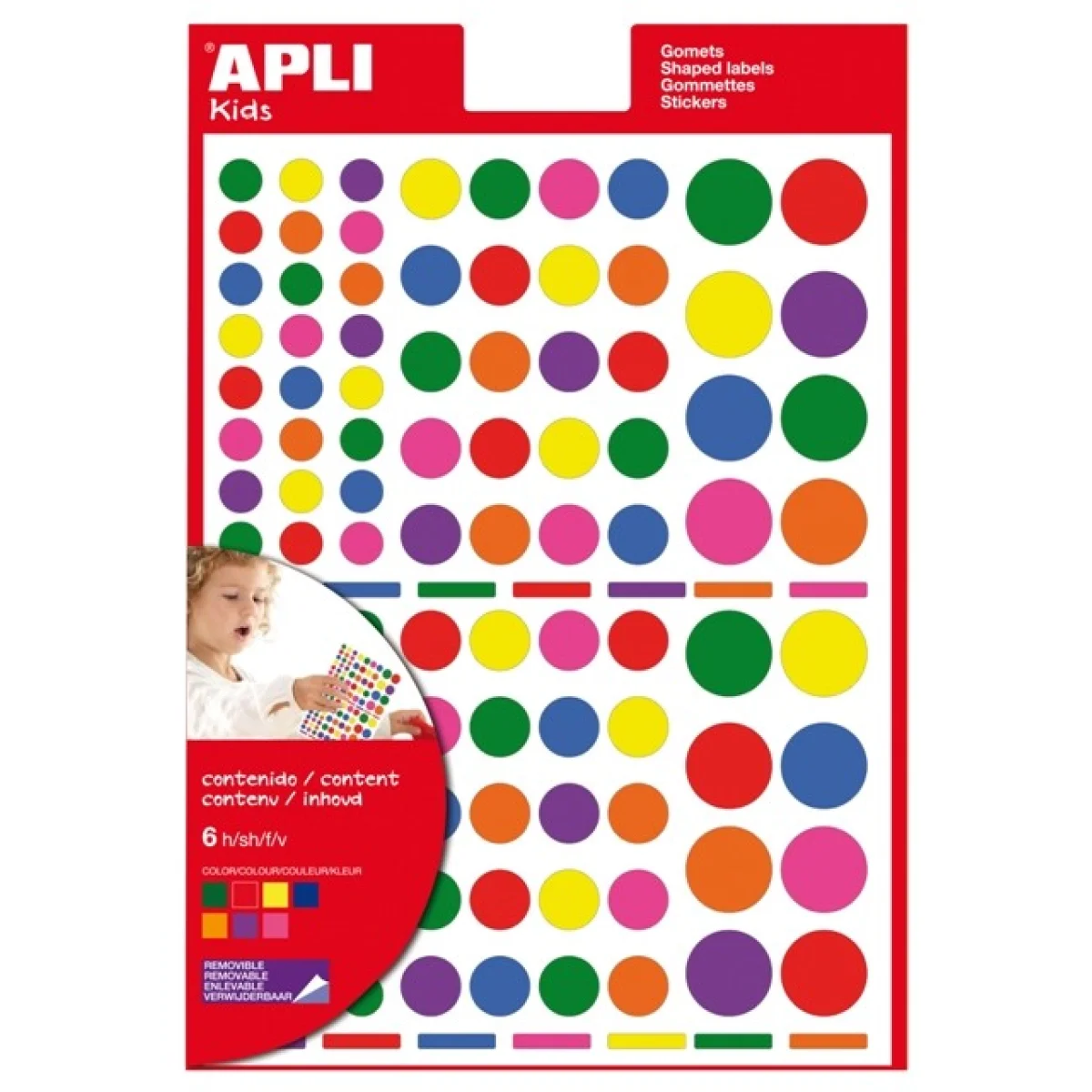 Etiquetes autoad rodons multicolor Apli 12970