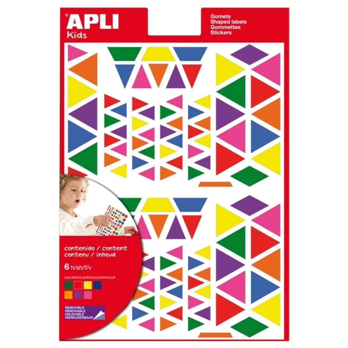 Etiquetes autoad triangles multicolor Apli 13239