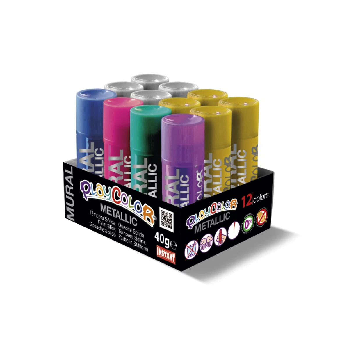 Tempera solida 12 colors 40g Playcolor metallic 10962