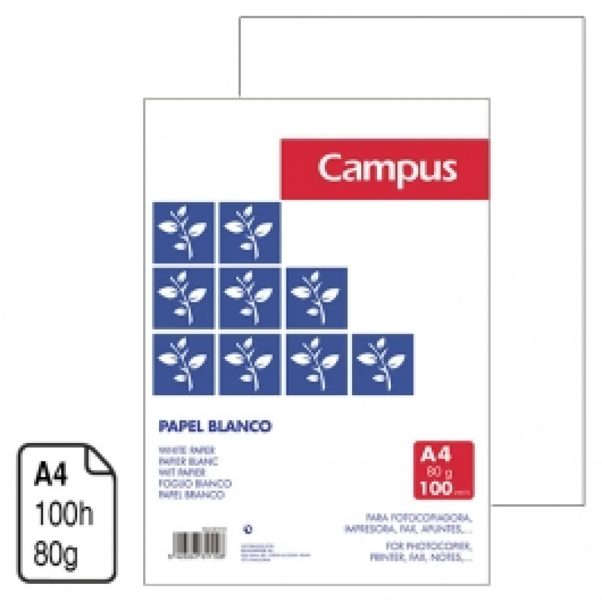 Paper Din A4 80g blanc Campus -100 fulls- 001019