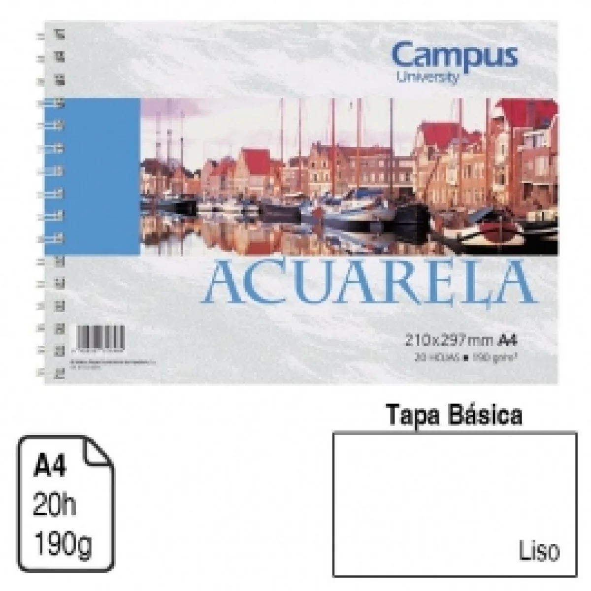 Bloc espiral dibuix A4 190g Campus 600304 -20 fulls-