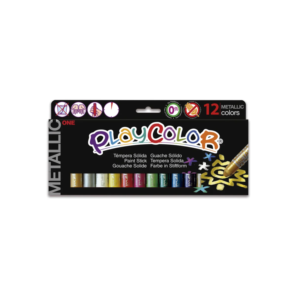 Tempera solida 12 colors 10g Playcolor One metallic 10121