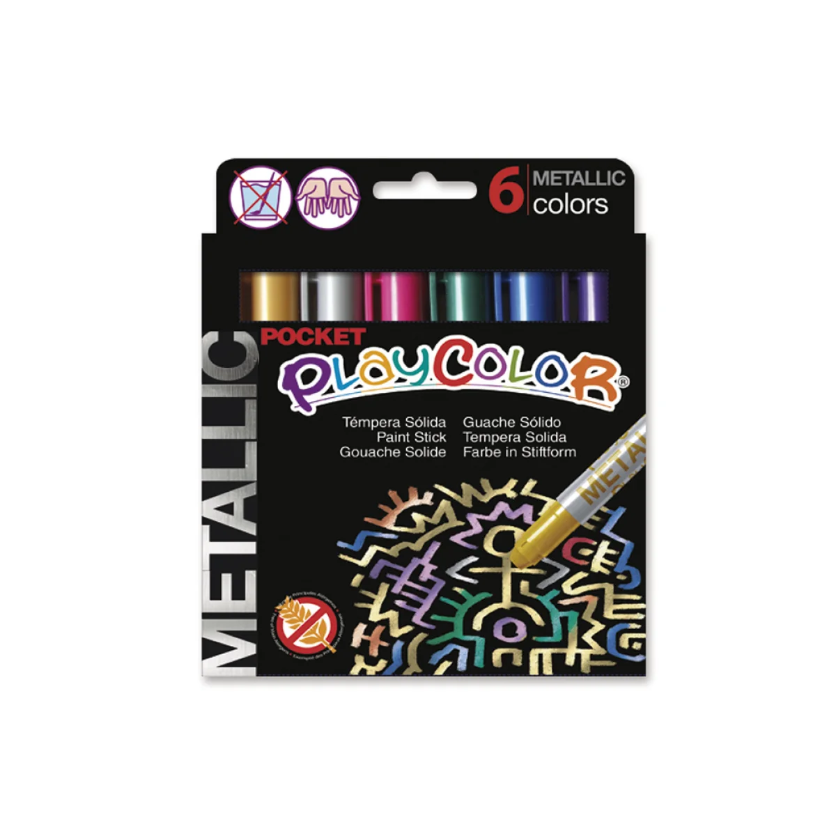 Tempera solida 6 colors 5g Playcolor Pocket metallic 10351
