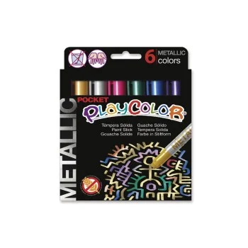 Tempera solida 6 colors 5g Playcolor Pocket metallic 10351