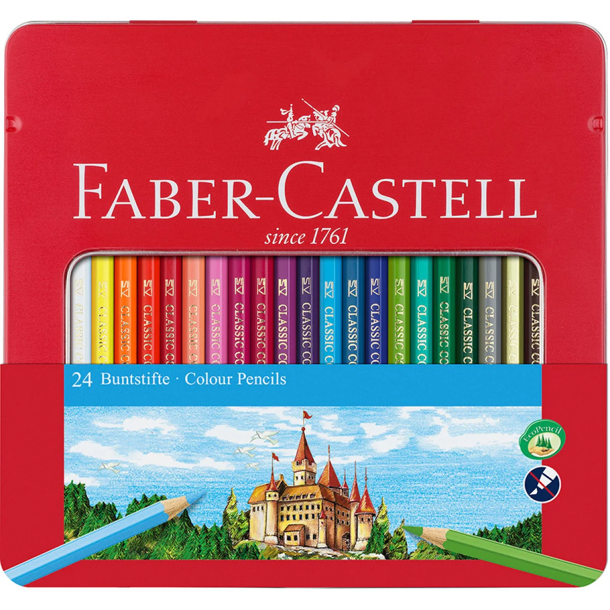 Llapis de colors caixa metàl·lica Faber Castell Castillo -p 24-