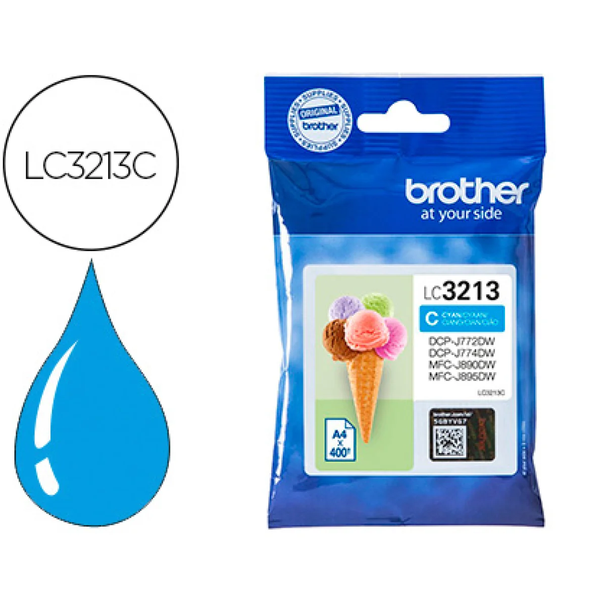 Cartutx tinta original Brother LC-3213C cian