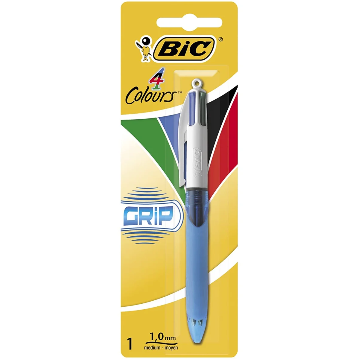 Bolígraf 4 colors Blau, Negre, Vermell, Verd  Bic Grip
