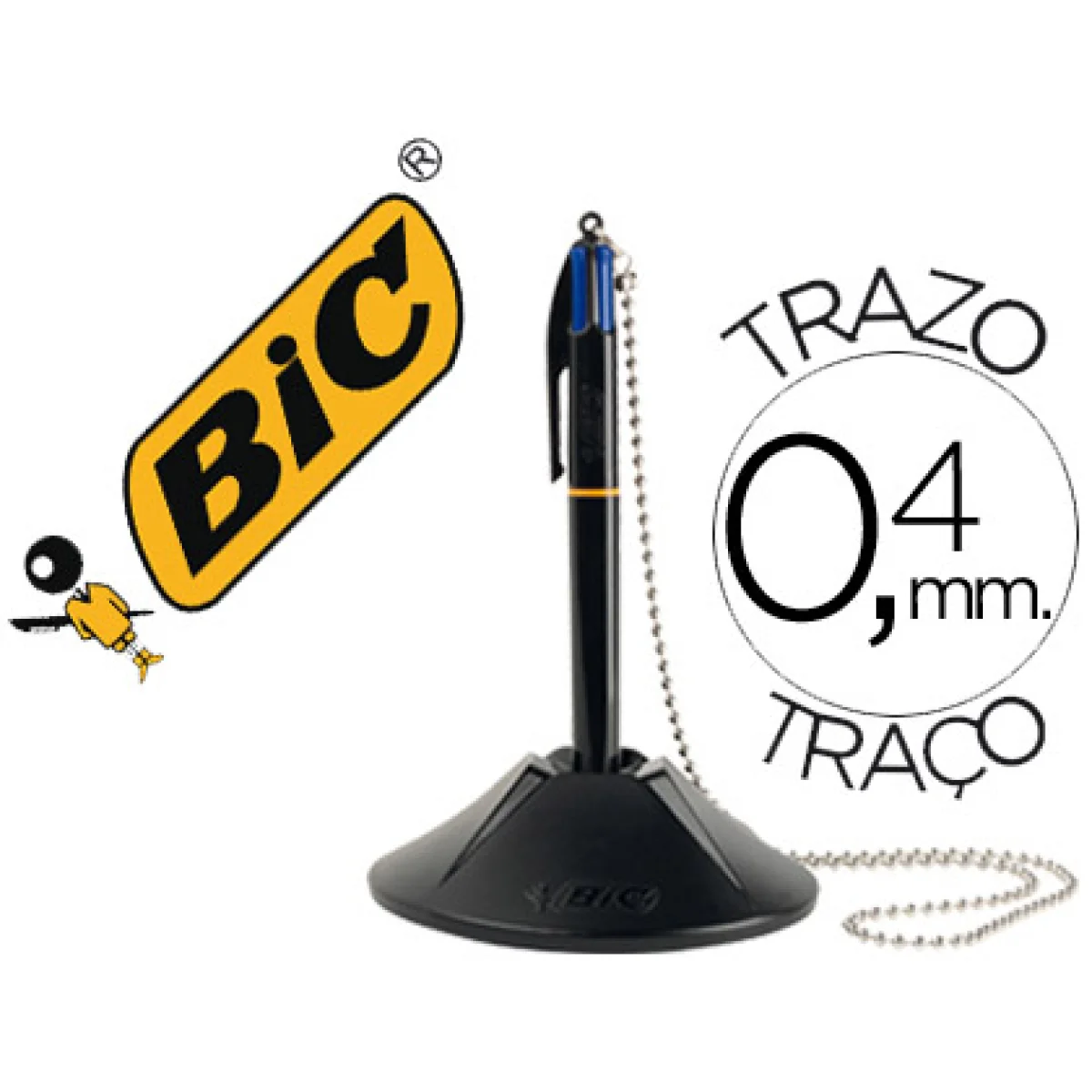 Bolígraf amb base i cadena 4 blaus Bic Counter Pen