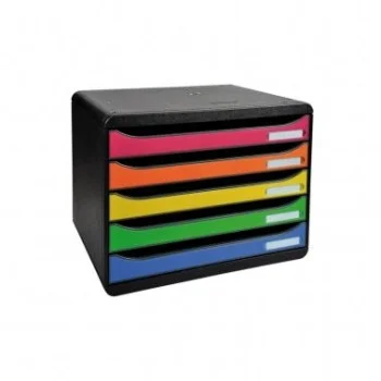 Mòdul 5 calaixos A4 apaisat negre/colors Exacompta 308798D