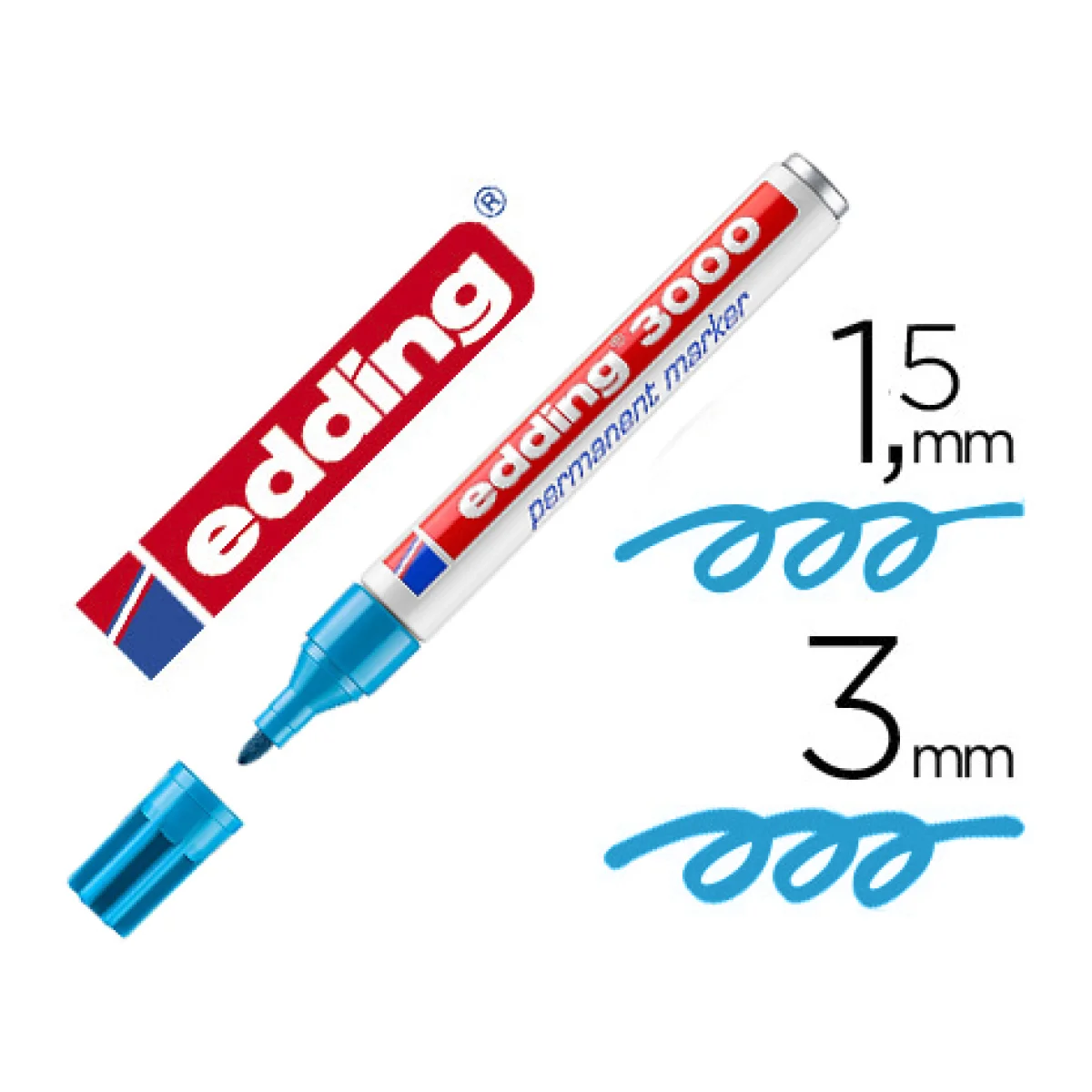 Retolador permanent blau clar Edding 3000