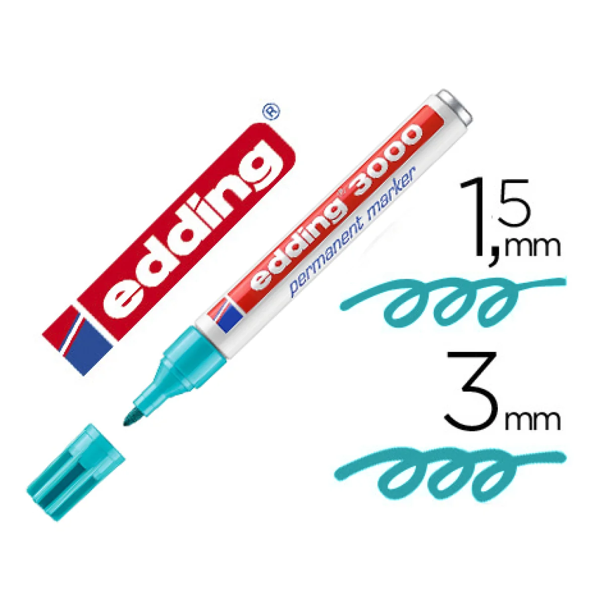 Retolador permanent blau turquesa Edding 3000