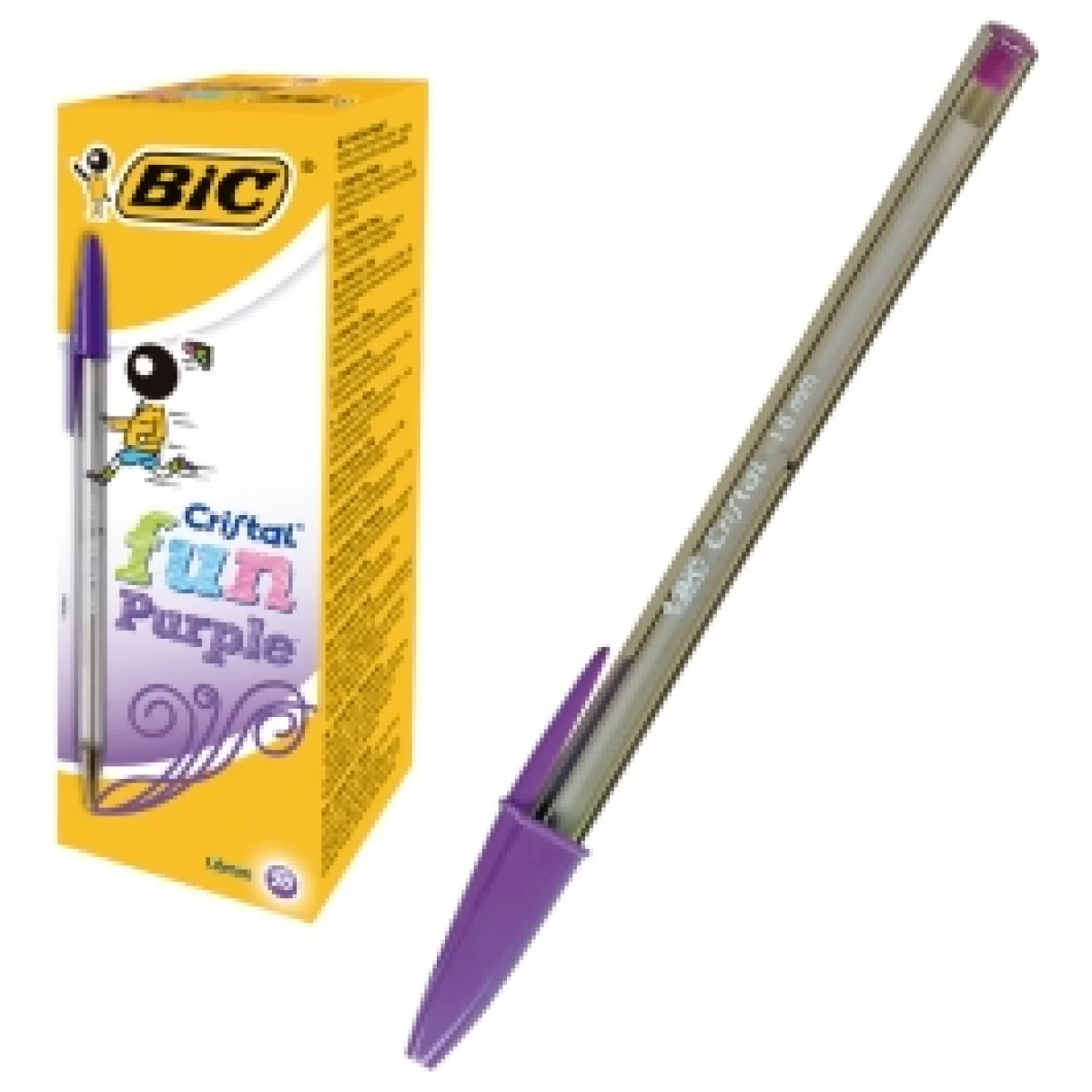 Bolígraf cristal color violeta 1,6mm Bic Fun