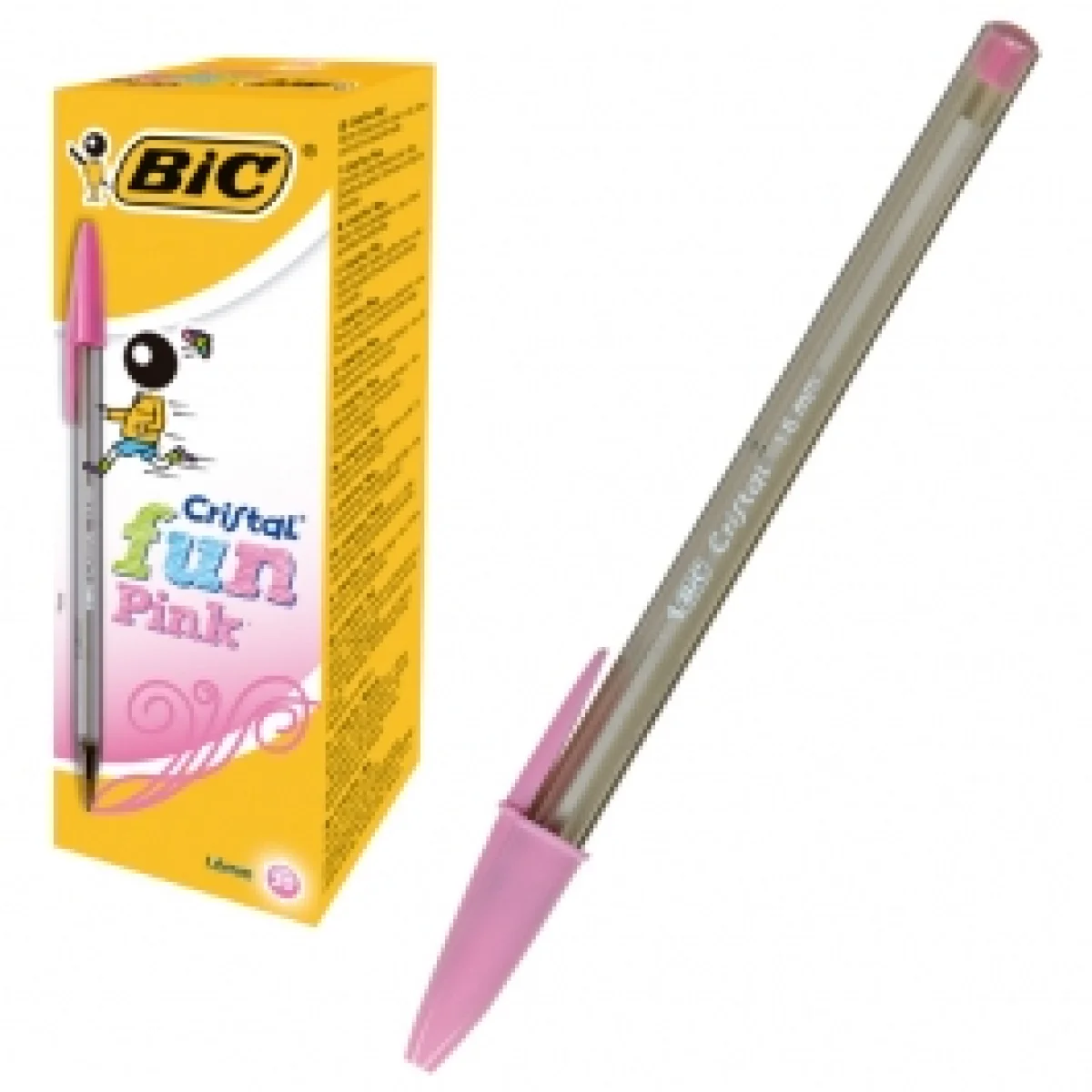Bolígraf cristal color rosa 1,6mm Bic Fun