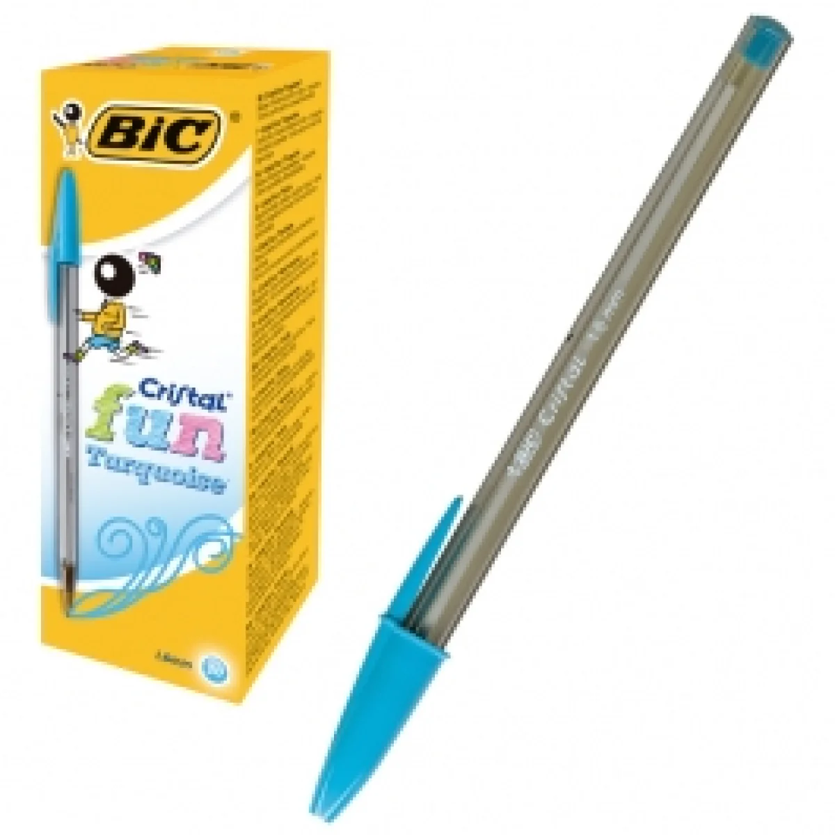 Bolígraf cristal color turquesa 1,6mm Bic Fun