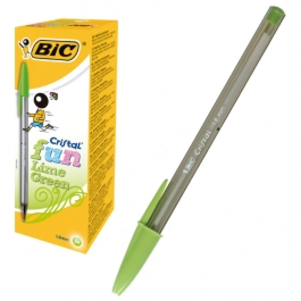 Bolígraf cristal color verd lima 1,6mm Bic Fun