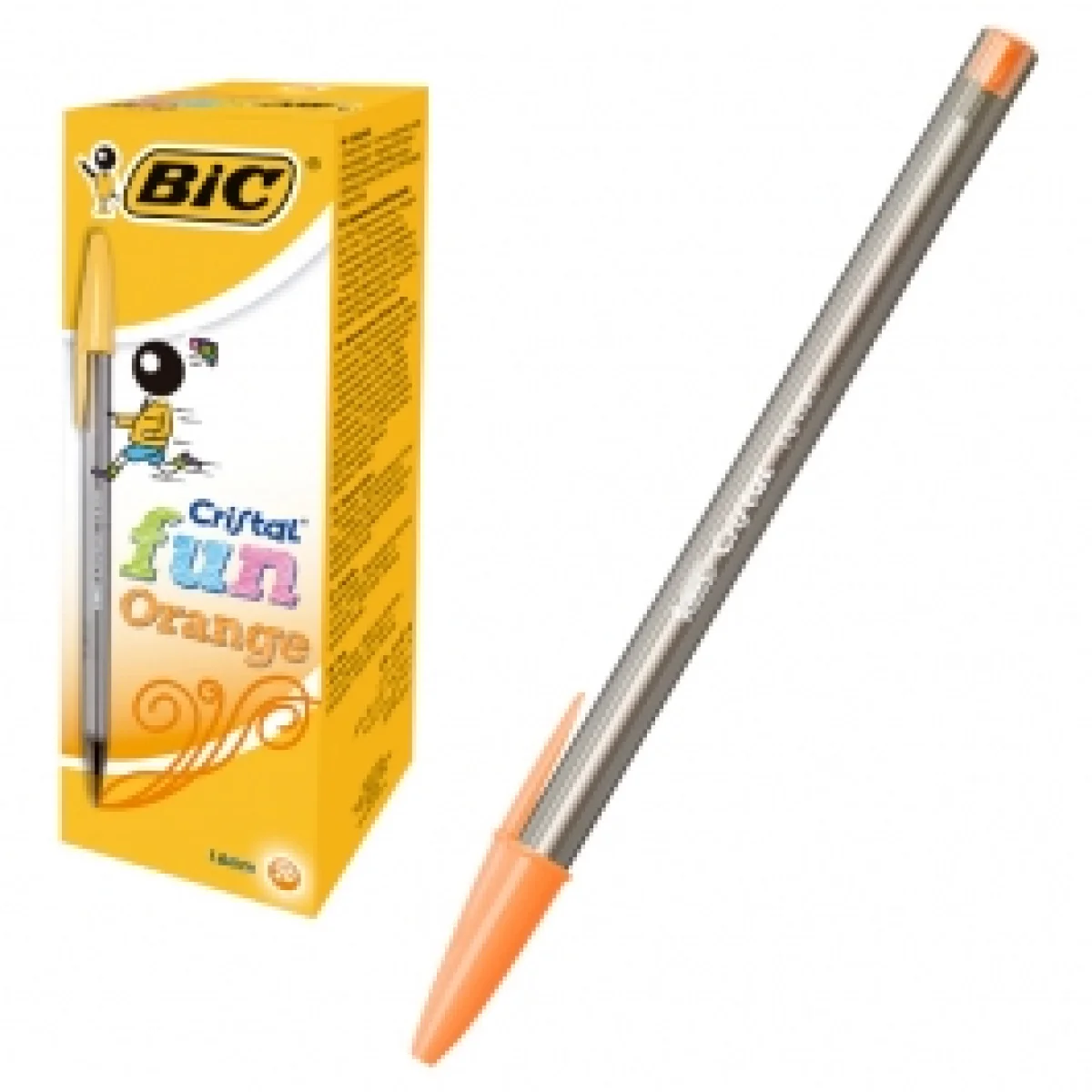 Bolígraf cristal color taronja 1,6mm Bic Fun