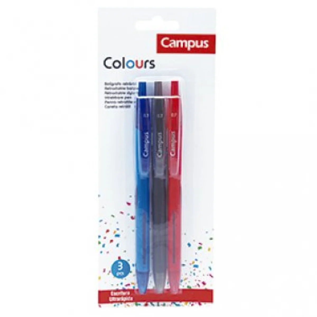 Bolígraf blau, vermell, negre Campus Colours -pack 3- 081336