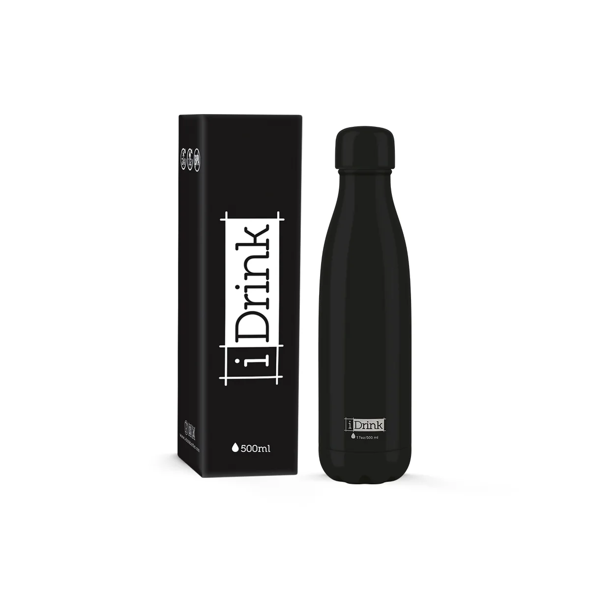 Ampolla 500ml acer Negre iDrink ID0005