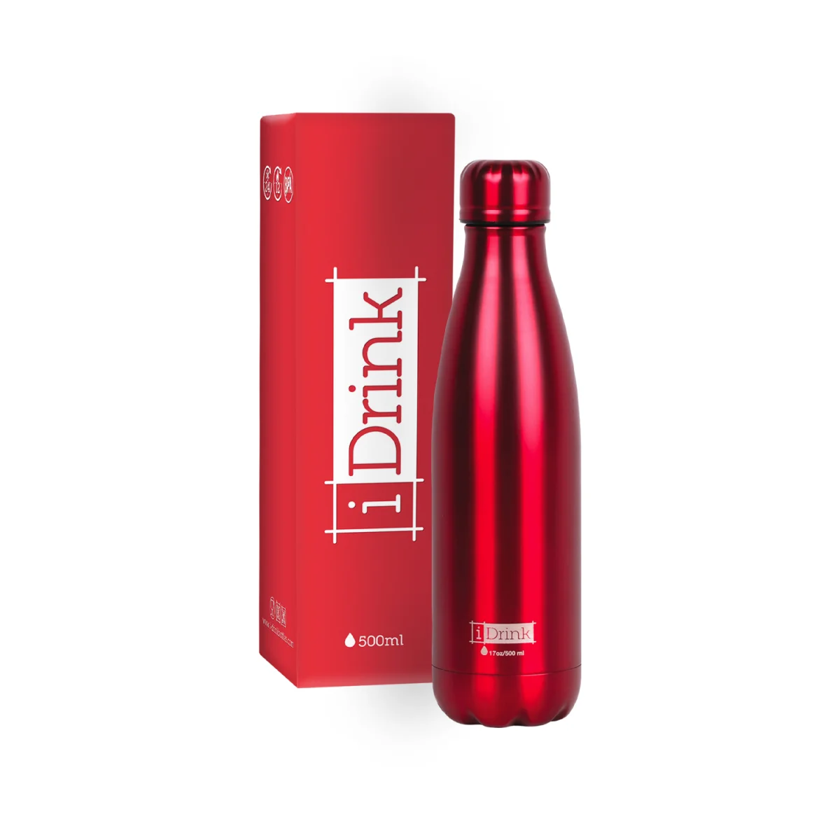Ampolla 500ml acer Vermell metàl·lic iDrink ID0022