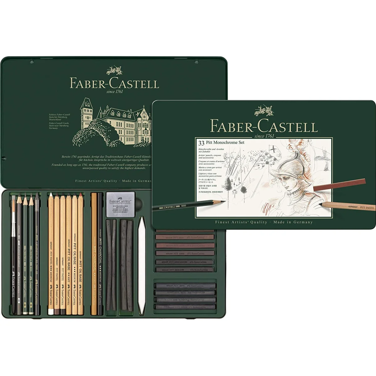 Estoig metàl·lic 33 Pitt Monochrome set Faber-Castell