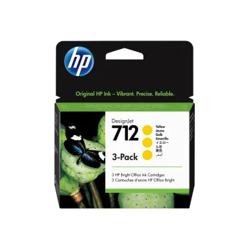 Cartutx tinta original HP 712 3ED79A groc -pack 3 unitats-