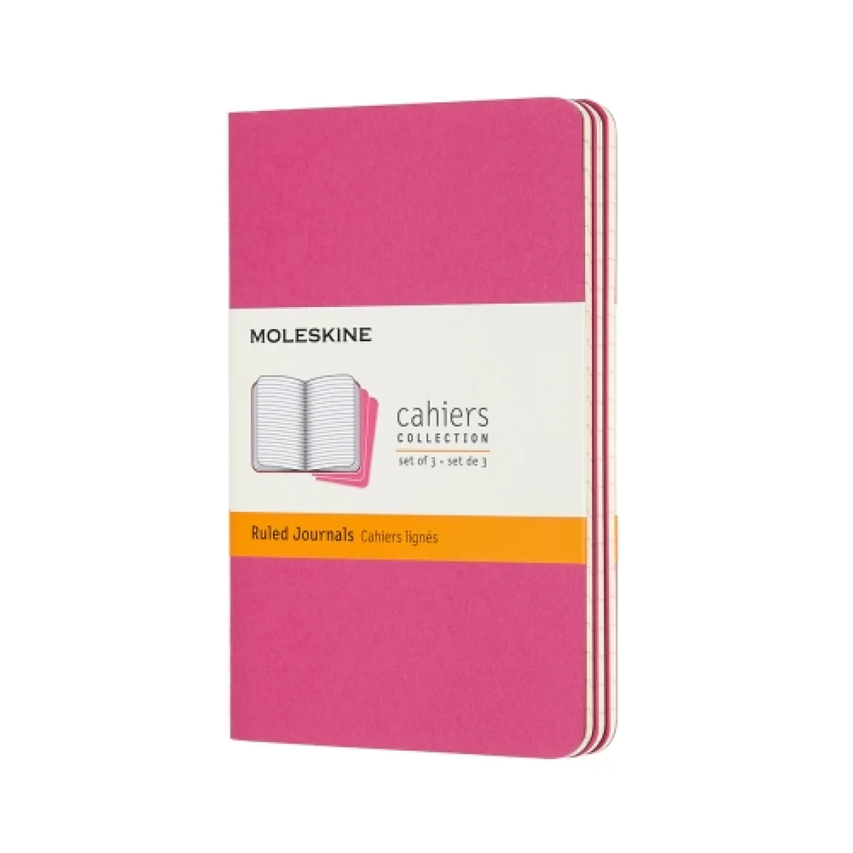 Llibreta 9x14 rosa cinètic ratlla P Moleskine CH011D17 -paquet 3-